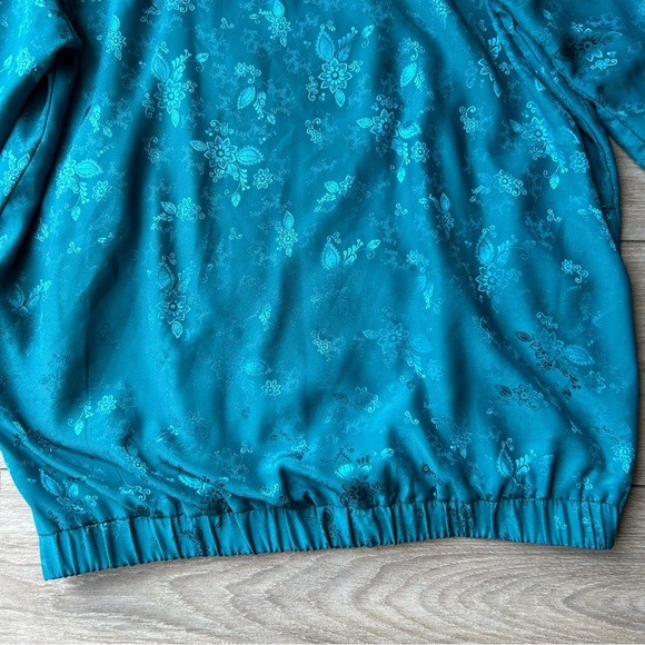 100%  Silk Floral Print Bomber Jacket - Picture 14 of 16